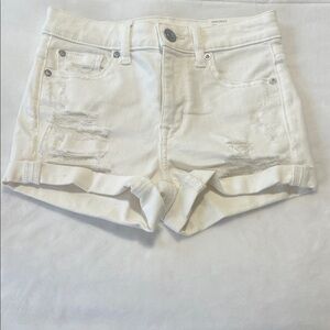 American Eagle Outfitters White Distressed Jean Shorts